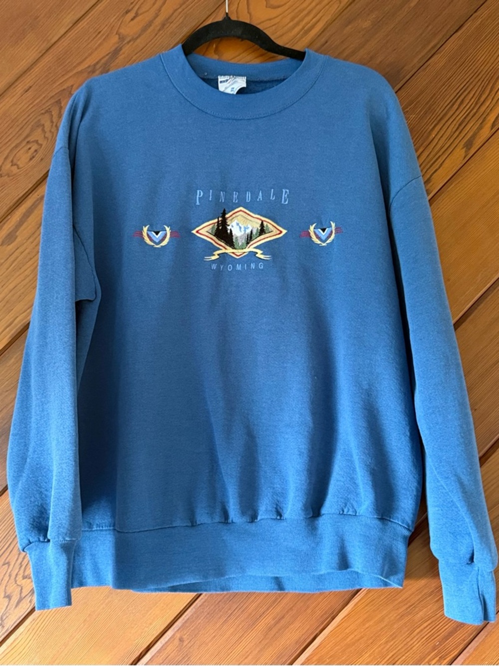 Vintage 90s Jerzees Pinedale Wyoming Sweatshirt Mens USA Made Embroidered